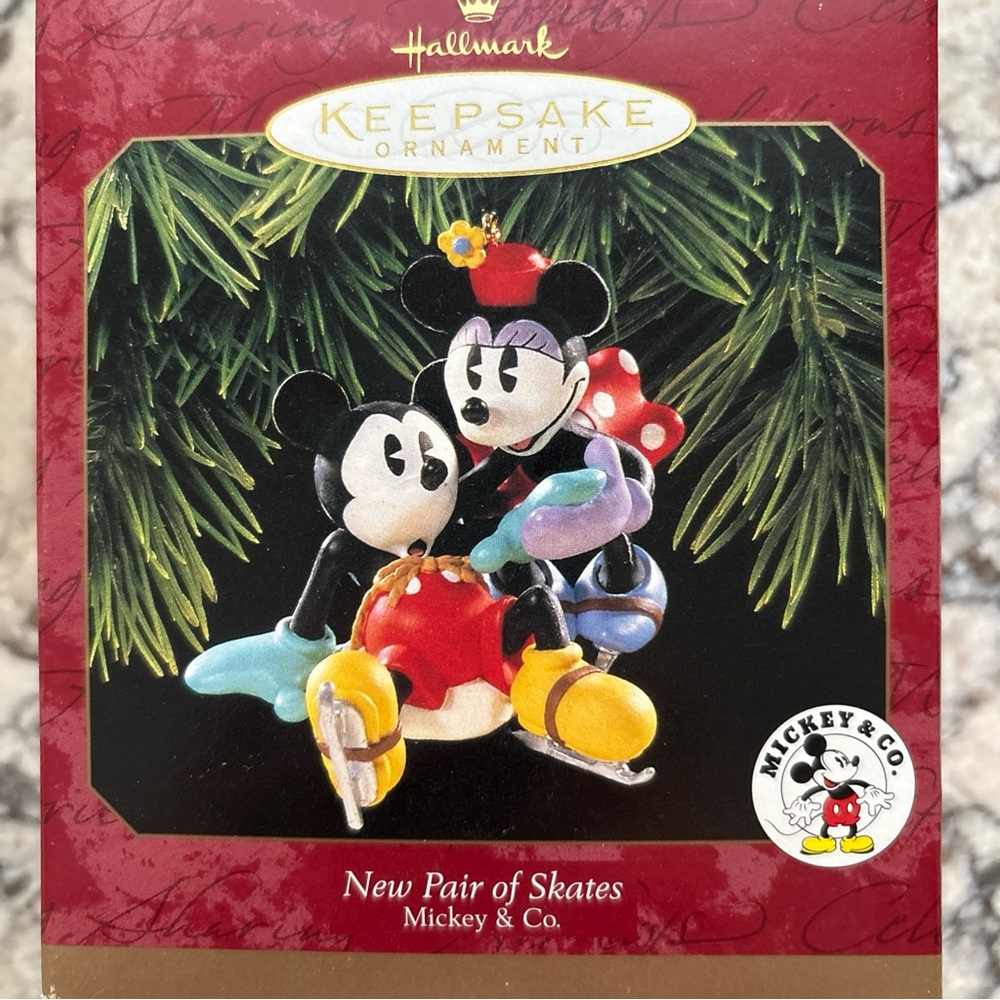 Hallmark 1997 Disney Minnie & Mickey Mouse New Pair of Skates Ornament